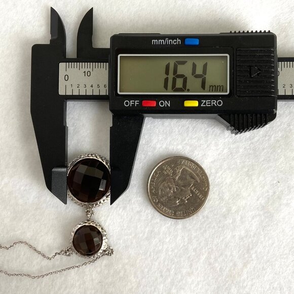 Sterling Silver SGL 925 India Faceted Round Smoky Quartz Pendant Necklace 18" - Picture 16 of 16